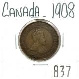 1908 Canadian large cent