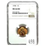 1958 Lincoln cent, NGC slab certified MS-66