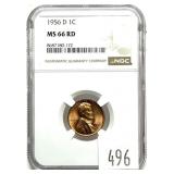1956-D Lincoln cent, NGC slab certified MS-66