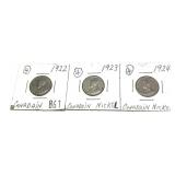Lot of Canadian nickels, 3 pcs.