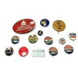 Lot of assorted pin backs, 14 pcs.