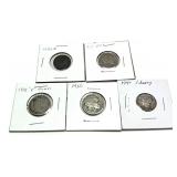 Lot of type coins with silver, 5 pcs.