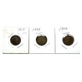 x3- 1909 Lincoln cents, -x3 cents, Sold by the