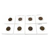 Lot of early wheat cents, 8 pcs.