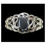 Sterling silver faceted hematite ring in lattice