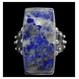Sterling silver milgrain bezel set sodalite ring,