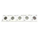 Lot of Canadian nickels, 5 pcs.