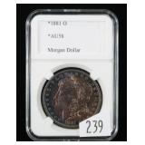 1881-O Morgan dollar, AU-58