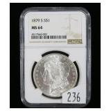 1879-S Morgan dollar, NGC slab certified MS-64