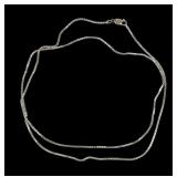 Sterling silver 34" box chain necklace, 15.1 grams