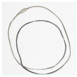 Sterling silver 26" box chain necklace, 11.1 grams