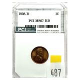 1938-D Lincoln cent, PCI slab certified MS-67