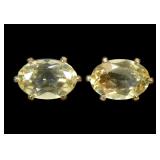 Sterling silver oval cut citrine stud earrings