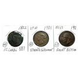 Lot of U.S. and British large cents, 3 pcs.