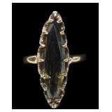 10K Yellow gold large marquise cut citrine ring,