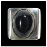 Israeli sterling silver oval cabochon black onyx