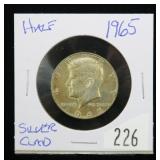 1965 Kennedy silver clad half dollar