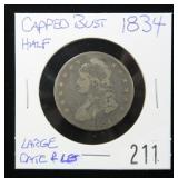 1834 Capped Bust half dollar, large date and