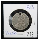 1813 Capped Bust half dollar, holed