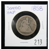 1858 Seated Liberty half dollar