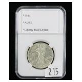 1944 Walking Liberty half dollar, AU-53