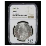 1883 Morgan dollar, NGC slab certified MS-63