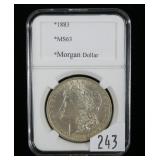 1883 Morgan dollar, MS-63
