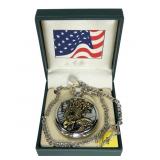 Modern patriotic themed quartz hunter case pocket