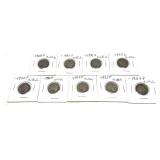 x9- Full date and no date Buffalo nickels, -x9