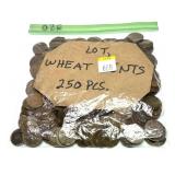 Lot of wheat cents, 250 pcs.