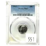 1963 Roosevelt dime, PCGS slab certified Proof 67