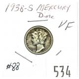 1938-S Mercury dime