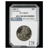 1992-D Columbus half dollar, PCI slab certified