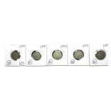 Lot of 1899 Liberty nickels, 5 pcs.