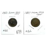 Lot of Indian Head cents: 1883, 1887, 2 pcs.