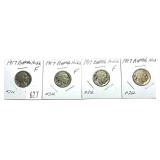 Lot of 1917 Buffalo nickels, 4 pcs.