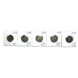 Lot of 1898 Liberty nickels, 5 pcs.