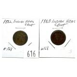 Lot of Indian Head cents: 1882, 1883, 2 pcs.