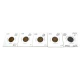 Lot of wheat cents, 5 pcs.