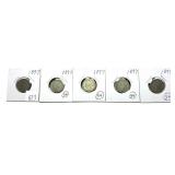 Lot of 1897 Liberty nickels, 5 pcs.