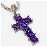 Sterling silver princess cut shared prong amethyst