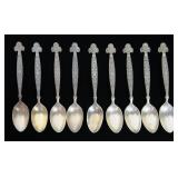 Set of sterling silver demitasse spoons, 9 pcs.,