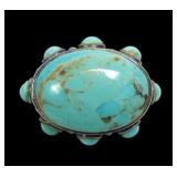 Sterling silver bezel set oval turquoise ring with