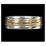 Sterling silver and gold filled band ring, new,
