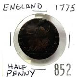 1775 English half penny