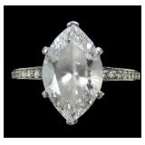 Sterling silver marquise cut CZ solitaire ring