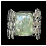 LuLu Hammerzstein sterling silver Roman glass ring