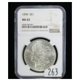 1898  Morgan dollar, NGC slab certified MS-63