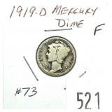 1919-D Mercury dime