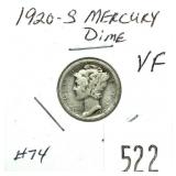1920-S Mercury dime